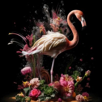 Schilderij Flamingo 3D