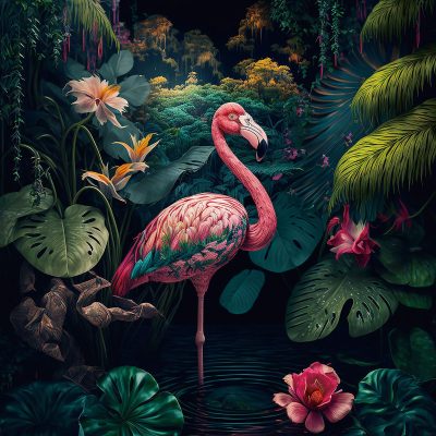 Schilderij Flamingo