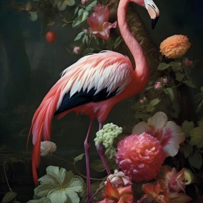 Schilderij Flamingo